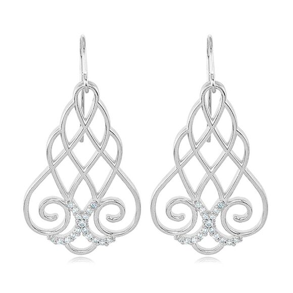 1/4 Carat Vintage Diamond Lattice Earrings in Sterling Silver